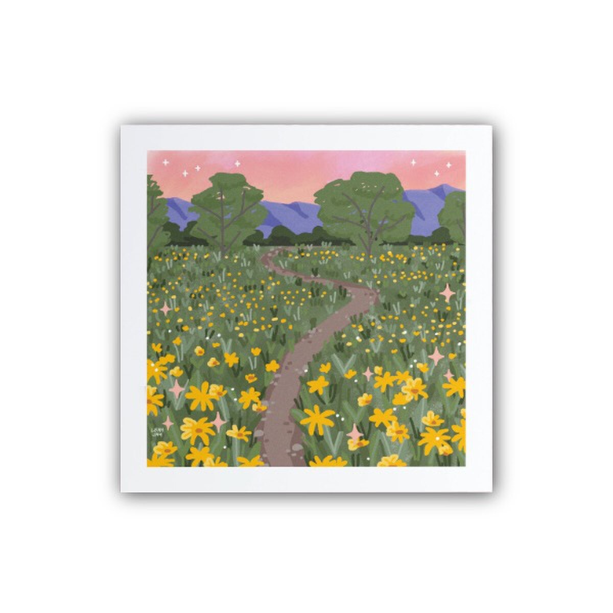 Utah meadow print leah jay illustration 5x5"